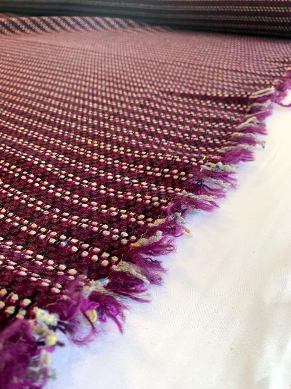 Italian Woven Striped Virgin Wool Blend Tweed - Grape Purple / Periwinkle / Black