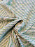 Italian Diagonal Striped Pattern Cotton Suiting with Lurex - Teal / Green / Lurex Green / Cream
