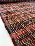 Italian Striped Thick Weave Suiting Blend - Shades of Brown / Coral / Orange