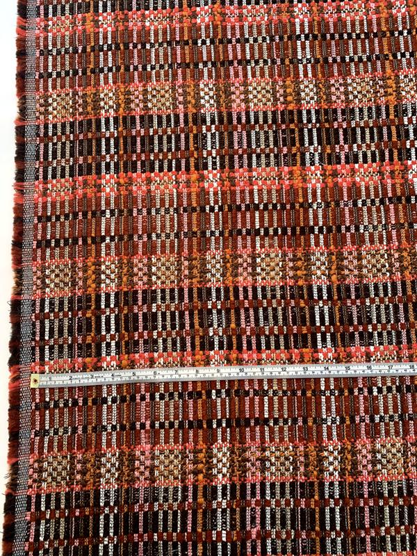 Italian Striped Thick Weave Suiting Blend - Shades of Brown / Coral / Orange