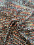 Italian Flattened Boucle Tweed with Gold Lurex Yarn - Orange / Caramel / Lurex Gold / Grey