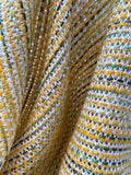 Italian Open Weave Classic Cotton Blend Suiting - Honey Yellow / Jade / White