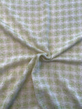 Italian Gingham Cotton Blend Boucle Tweed with Shimmer Threads - Celery Green / Off-White