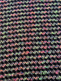 Made in England Cotton Blend Houndstooth Tweed with Fused Back - Navy / White / Neon Multi