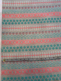 French Modern Aztec Inspired Design Cotton Blend Suiting - Turquoise / Neon Pink / Grey