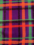 Italian Large-Scale Plaid Boucle Wool Blend Tweed - Purple / Red / Green / Orange