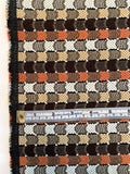 French Linear Design Cotton Blend Suiting - Orange / Brown / Tan / White