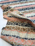French Ethnic Inspired Raffia-Like Cotton Blend Suiting - Cream / Coral / Navy / Caramel