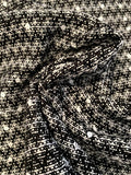 Italian Cotton Blend Chevron Tweed with Scattered Sequins - Black / White