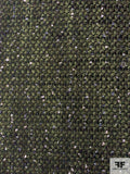 Italian Classic Boucle Tweed Jacket Weight Wool Blend - Army Green / Black / Grey