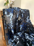 Lela Rose Couture Floral with Metallic Fil Coupé - Navy / Blue