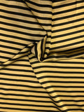 Horizontal Striped Printed Silk Charmeuse - Black / Khaki Gold