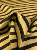 Horizontal Striped Printed Silk Charmeuse - Black / Khaki Gold