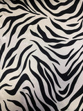 Zebra Pattern Printed Silk Charmeuse - Black / Pale Cream