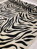 Zebra Pattern Printed Silk Charmeuse - Black / Pale Cream