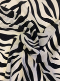 Zebra Pattern Printed Silk Crepe de Chine - Black / Ivory