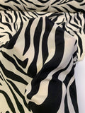 Zebra Pattern Printed Silk Crepe de Chine - Black / Ivory