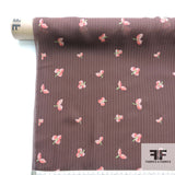 Floral Printed Silk Chiffon - Brown/Pink