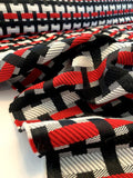 Italian Modern Basketweave Look Suiting - Red / Black / White