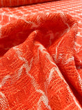 Made in England Loosely Woven Houndstooth Tweed - Vibrant Orange / Coral / White