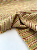 Italian Woven Striped Cotton Blend Tweed - Red / Yellow / Lime / Off-White