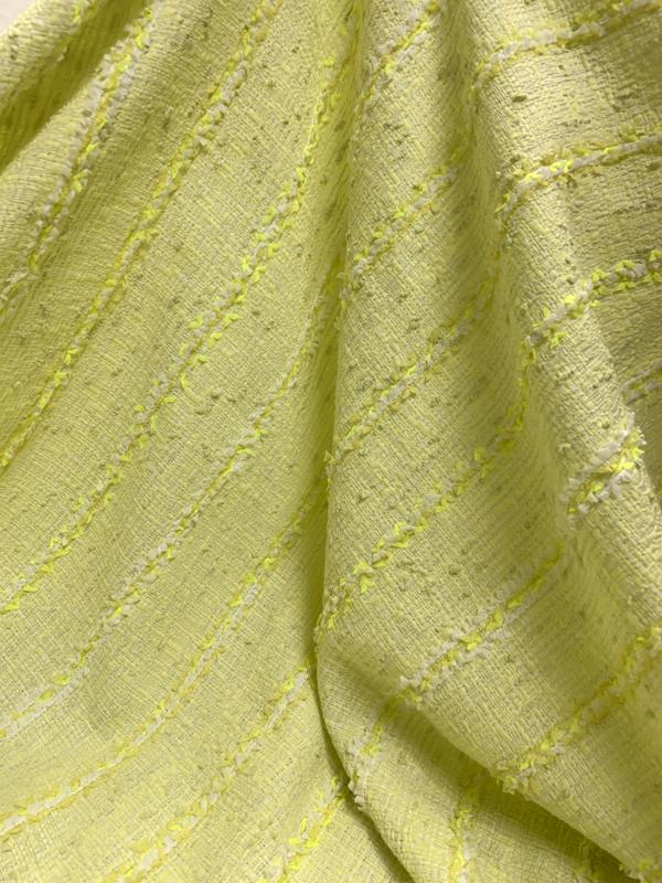 French Malhia Kent Striped Tweed Suiting - Yellow/Neon Yellow/White ...