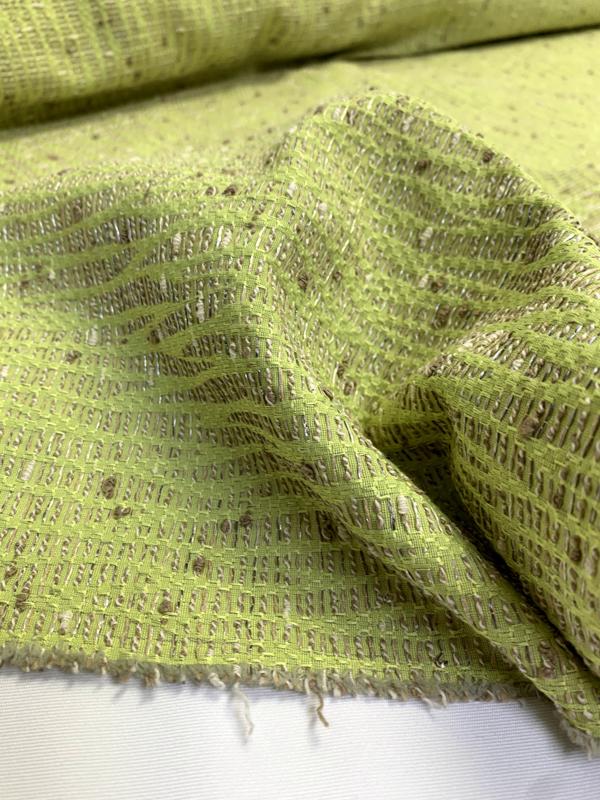 Wavy Pattern Boucle Tweed - Chartreuse / Taupe