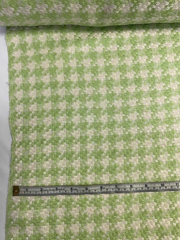 Super Soft Classic Houndstooth Silk Tweed - Spring Green / Off-White