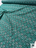 French Luxury Cotton Blend Tweed - Turquoise / Teal / Navy