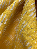 Oscar de la Renta Broken Striped Tweed Fused-Back Suiting - Yellow / White / Silver