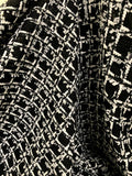 French Windowpane Wool Blend Tweed - Black / White