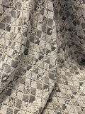 Italian Geometric Argyle Poly Cotton Tweed with Lurex - Off-White / Grey / Black