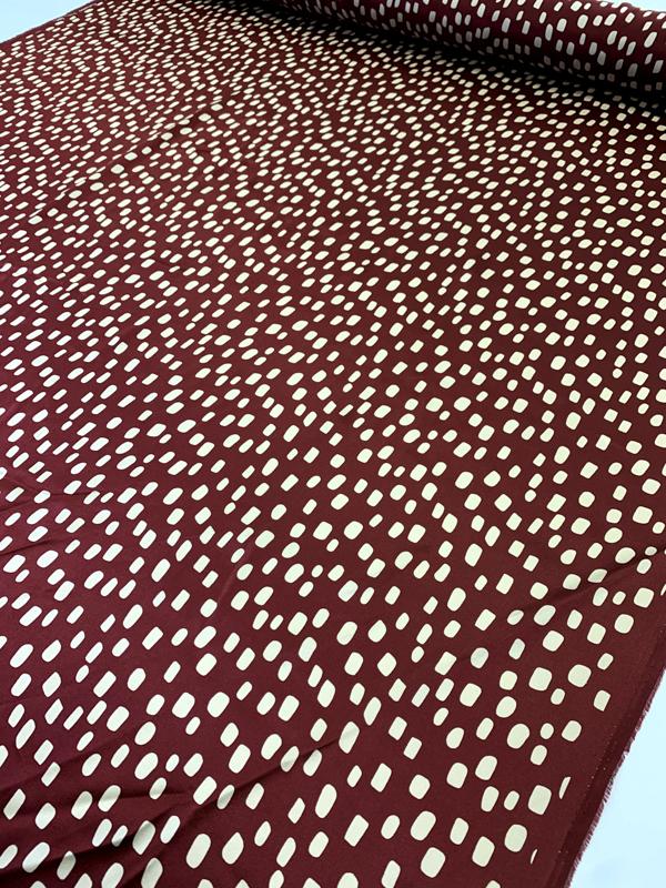 Lots of Dots Printed Silk Charmeuse - Maroon / Beige