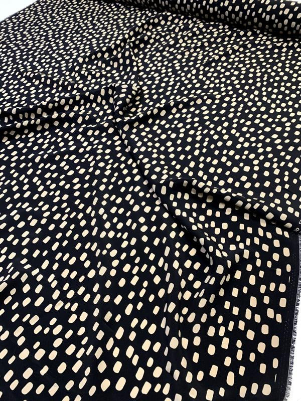 Lots of Dots Printed Silk Crepe de Chine - Black / Beige