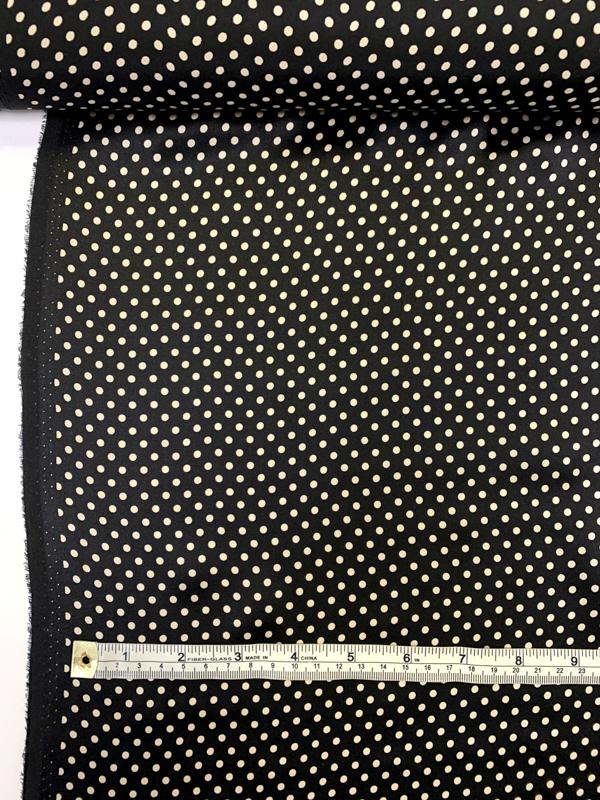 Mini Polka Dot Printed Silk Charmeuse - Black / Beige