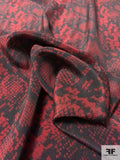 Snakeskin Printed Silk Crepe de Chine - Maroon / Black