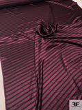 Horizontal Striped Printed Silk Charmeuse - Wine / Black