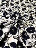 Lela Rose Floral Embroidered Poly Ponte Knit - Navy / White / Black