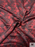 Snakeskin Printed Silk Charmeuse - Maroon / Black