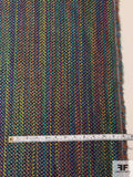 Italian Colorful Vertical Woven Striped Tweed with Lurex - Teal / Multicolor