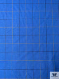 Italian Windowpane Virgin Wool Gabardine Suiting - Process Blue / Black / Yellow