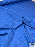 Italian Windowpane Virgin Wool Gabardine Suiting - Process Blue / Black / Yellow