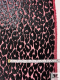French Cheetah Design Panne Cut Velvet on Silk Chiffon - Black / Maroon