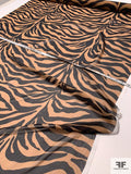 Tiger Printed Silk Chiffon - Copper Brown / Black