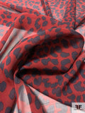 Cheetah Printed Silk Chiffon - Maroon / Black