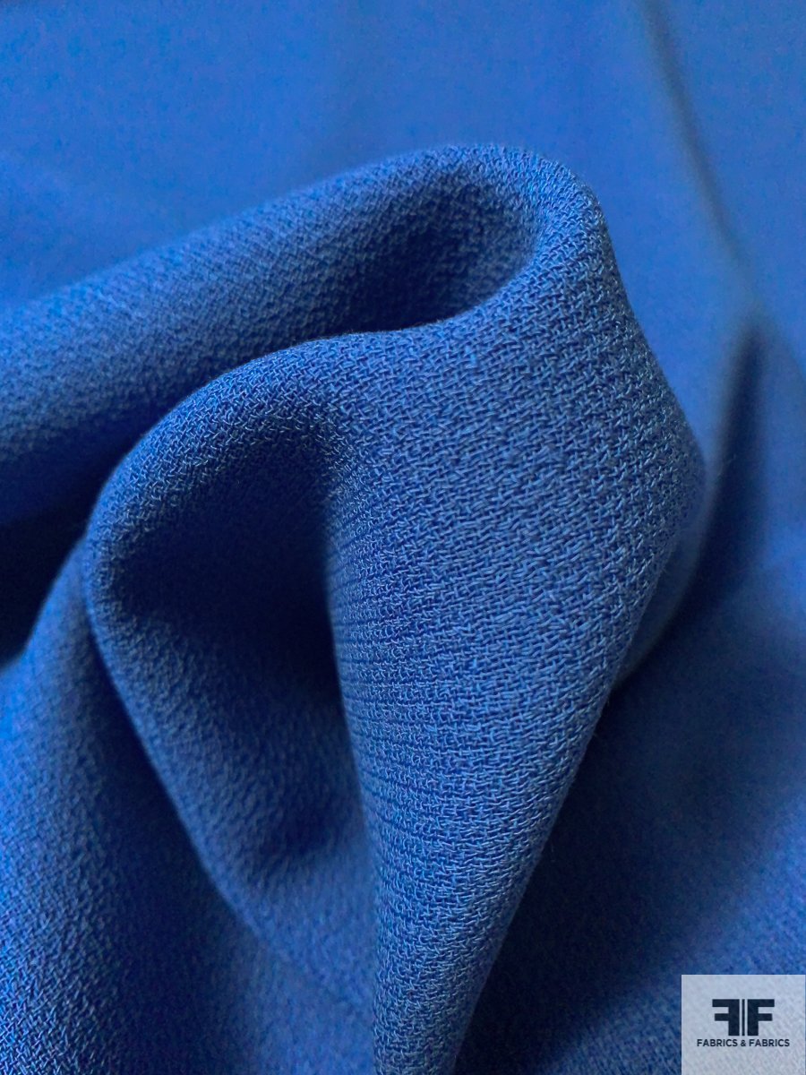 Italian Double Faced Wool Crepe with Stretch - Blue | FABRICS & FABRICS ...