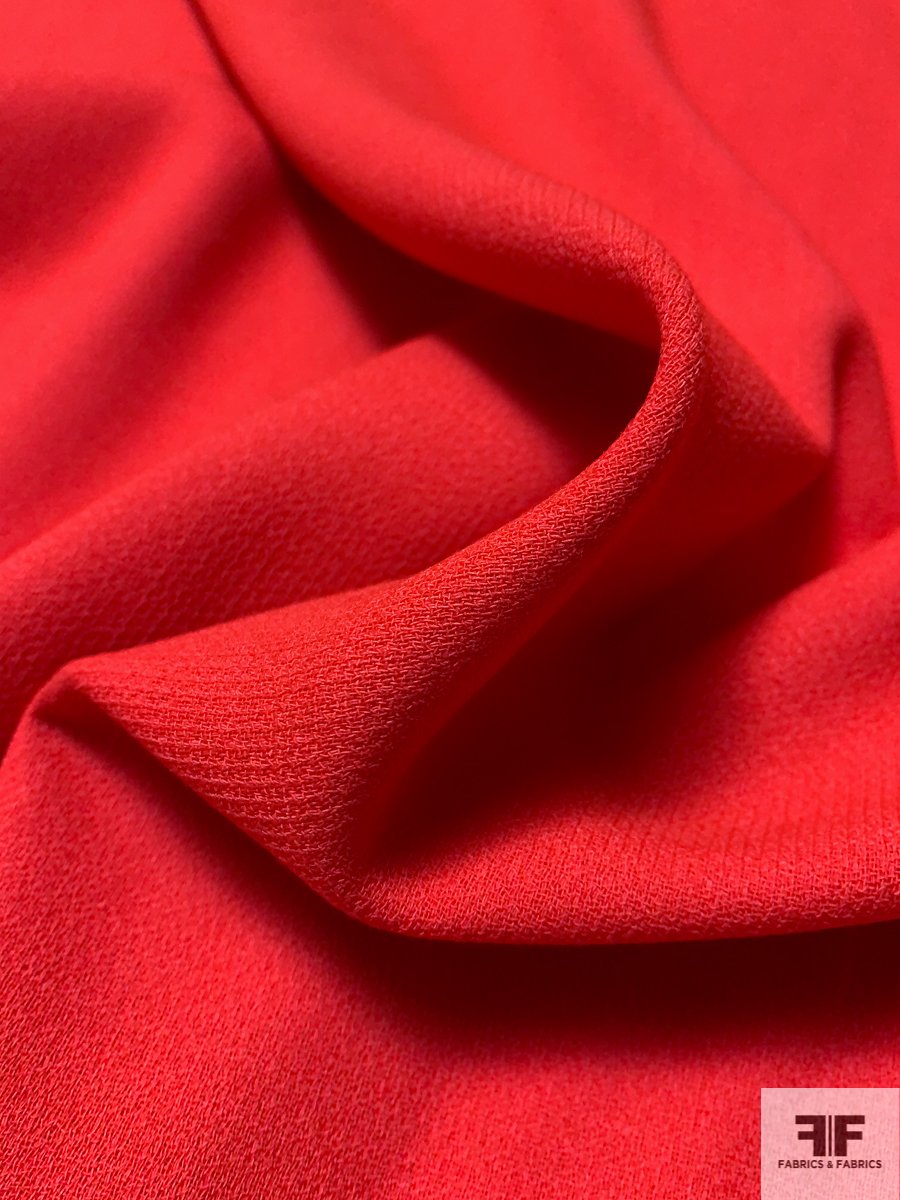 Italian Double Faced Wool Crepe with Stretch - Deep Orange-Coral