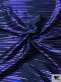 Futuristic Broken Striped Brocade - Navy / Purple / Blue