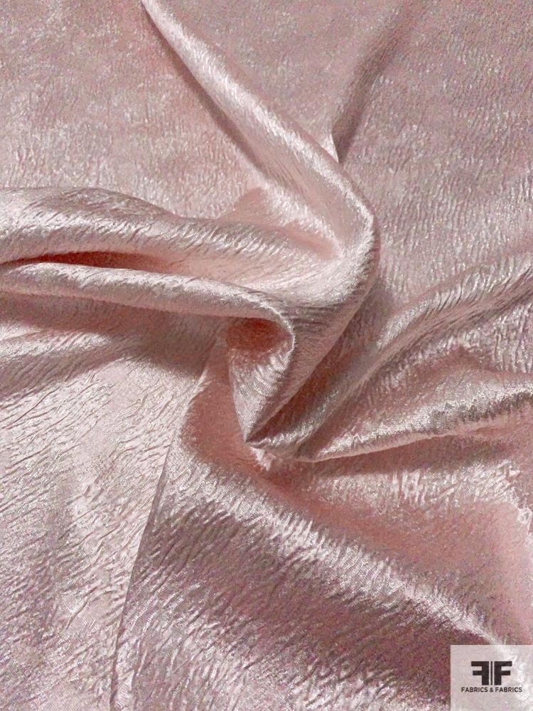 Shimmery Crinkle Texture Glam Silk Lamé - Ballet Slipper Pink / Silver