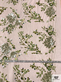 Floral Sequins Embroidered Tulle - Shades of Green / Nude